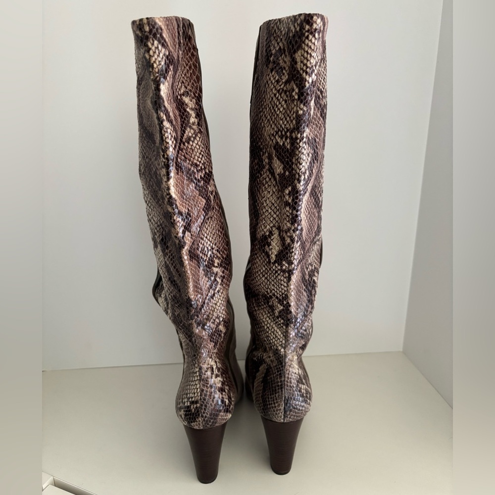 Cosmopolitan Brown Suede & Snakeskin Heeled Boots Size 9M - Picture 4 of 10